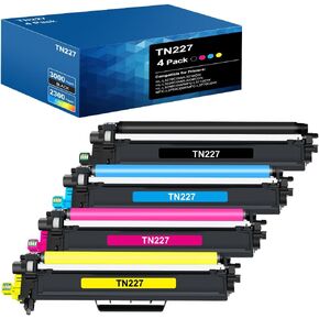 TN227 High Yield Toner Cartridge 4-Pack Compatible for Brother TN-227 TN 227 TN-227BK/C/M/Y Replacement for HL-L3210CW HL-L3290CDW HL-L3270CDW MFC-L3710CW MFC-L3770CDW MFC-L3750CDW Printer