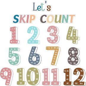 Feifeiya 15 Pcs Skip Counting Numbers for Classroom Large Math Multiple Poster Multiplication Chart Posters from 1 to 12 for Elementary School Kid Family Classroom Educational Supplies(Black)