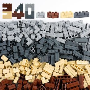 Classic Wall Bricks Bulk Accessories: 340 PCS Masonry Profile Building Block Parts and Pieces Sets(Light Gray)