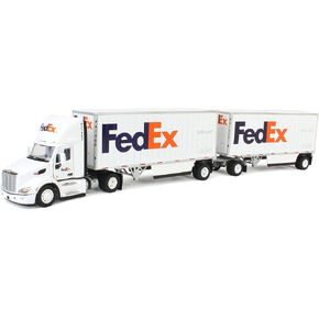 Diecast Masters 1/50 Limited Edition FedEx Peterbilt 579 Single Axle Day Cab w/ 2 Wabash 28’ Pup Trailers 65191
