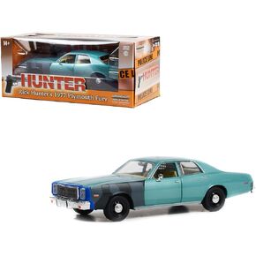 1977 Plymouth Fury Unrestored Turquoise Metallic (Sergeant Rick Hunter's) Hunter (1984-1991) TV Series 1/24 Diecast Model Car by Greenlight 84152