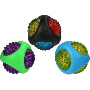 MULTIPETDoglucent TPR Dental Diamond Ball (Assorted) Size 3" Dog Toy Pack of 1