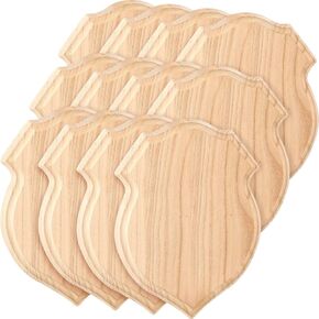 Kigley 12 Pcs Unfinished Wood Plaque 9 x 12 Inch Shield for Crafts, Carving, Crafting - Wooden Sign, Planks, Boards for Table Top