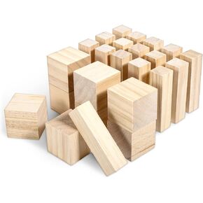 simarro 24 Pcs Basswood Carving Blocks, 2 Sizes Whittling Wood Blocks Wood Carving Kit, Woods Block for Crafts, Unfinished Wooden Blank Basswood for Carvings