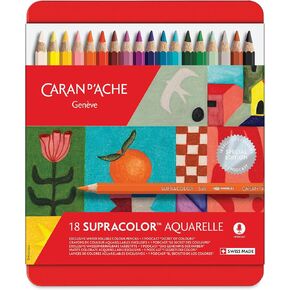 Caran d'Ache Supracolor Soft Aquarelle Pencils - Assorted Colors, Set of 18, Special Edition