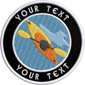 Custom YOUR TEXT Kayak Embroidered Patch DIY Iron or Sew-on Decorative Clothing Embroidery Badge Emblem Souvenir Applique - Explore & Wander More - Seek Adventure - Rivers & Rafting - Vacation Travels