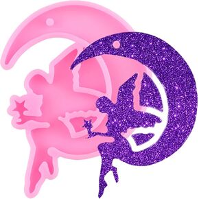 Angel Wings Fairy Girl Silicone Molds Beautiful Girls Resin Mold Moon Fairy Girl Keychain Mold for DIY Jewelry Making Pendant Necklace Decoration Craft