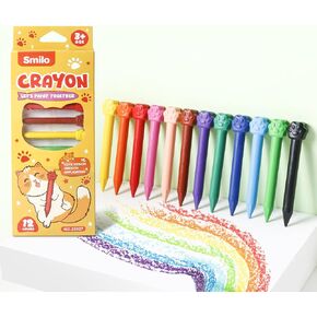 12 Colorful Cat Paw Crayons for Kids Ages 4-8 | Jumbo, Non-Toxic & Washable | Unbreakable Toddler Crayons for Preschool, Kindergarten | Mess-Free Art Supplies & Gifts