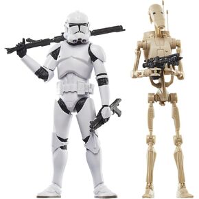 STAR WARS The Black Series Phase II Clone Trooper & Battle Droid, The Clone Wars Troop Building Collectible 6 Inch Action Figure 2-Pack