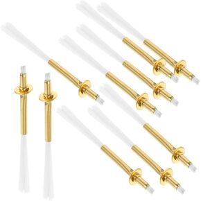 10pcs Golden Alloy Oil Lamp Wicks, Replaceable Fiberglass Candle Wicks for Diy Glass Candle Making Durable and Eco-Friendly