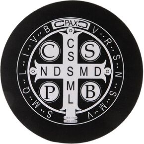 Needzo Saint Benedict Mouse Pad, Round, Non-Slip Mat for Computers or Laptops, Catholic Office Accessories, 8 Inches