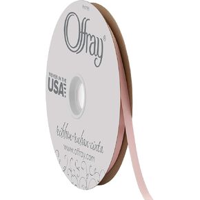 Offray 1/4" Wide Double Face Satin Ribbon, 100 Yards, Pink Blush