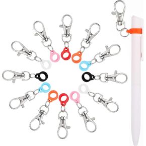 12Pcs Retractable Pen Holders, Badge Reel Clip Holders with Lobster Clasp, Silicone Pen Holder, Pen Clip Converters & Holder Accessories for Lanyard, Nurses, and X-ray Marker Holder