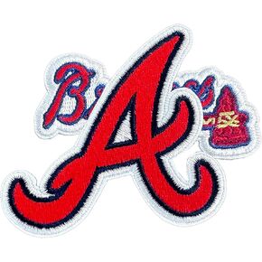 2Pcs Atlanta Baseball Iron On Patches，Embroidered Applique for Hats, T-Shirts, Backpacks, Jeans.(Atlanta)