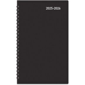 2025-2026 Office Depot® Brand 14-Month Daily Academic Planner, 5" x 8", 30% Recycled, Black, July 2025 to August 2026