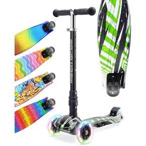 Big Fold | Three Wheel Scooter for Children Ages 5-10 Years | LED Wheels with Flashing Lights | Height Adjustable 65 to 89 cm | Rear Reflectors