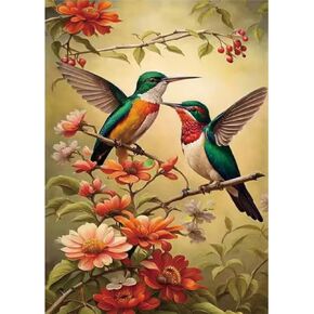 Kulvci Diamond Painting Kits for Adults, Hummingbird Round Full Drill Diamond Art Kits, 5D DIY Diamonds Crafts for Home Wall Decoration Gifts 12×16inch