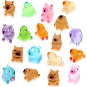 18 Pcs Mini Resin Capybara Cute Resin Mini Animals Capybara Figure Ornament Glow in The Dark Tiny Animal Miniature Figures for DIY Garden Dollhouse Animals Accessories Miniature Animal Tabletop