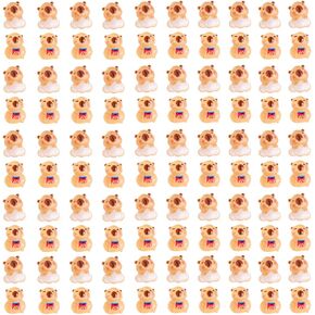 100 PCS Mini Capybara Figures, Cute Mini Resin Capybara, Suitable for Fairy Garden Dollhouse Micro Landscaping Decoration