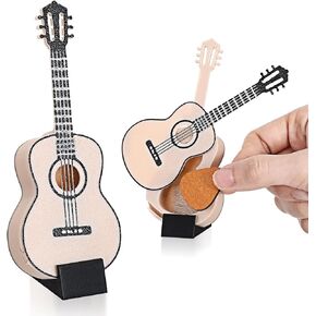 Guitar Pick Case with Guitar Pick Holder, Mini Guitar Model with Stand for Music Lovers and Home Decor