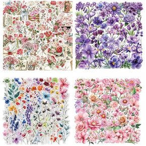 Transparent Flower Stickers 200Pcs for Kids Clear Wildflower Stickers for Water Bottles Scrapbooking Card Making Crafts Laptop