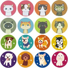 Dog and Cat Stickers for Kids,16 Designs 1000 Pcs Dog Cat Cartoon Labels Stickers for Birthday Party Favors,School Reward,Scrapbooking