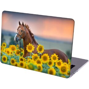 Case Compatible with MacBook Air 13 inch Retina Display with Touch ID, Hard Protective Shell with Keyboard Cover (M1 A2337 A2179 A1932, 2018 2019 2020 Release) - Horse and Sunflower