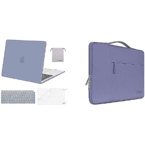 MOSISO Compatible with MacBook Air 13 inch Case 2018-2020 Rlease A2337 M1 A2179 A1932, Plastic Hard Shell&Multifunctional Briefcase Sleeve Bag&Keyboard Cover&Screen Protector&Storage Bag,Lavender Gray