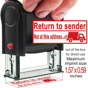 Return to Sender Self Inking Stamps Personalized Stamps for Business Supplies Custom Rubber Business for Return to Sender,Return to Sender Not at This Address Red Ink(Mail Van)