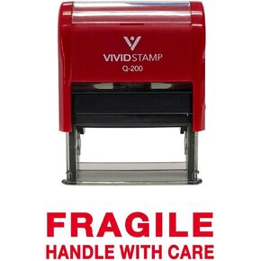 Fragile Handle with Care Self Inking Rubber Stamp (Red Ink) - Medium