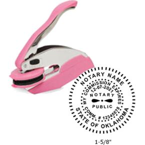 Hubco Pink Round Notary Seal Embosser | Oklahoma