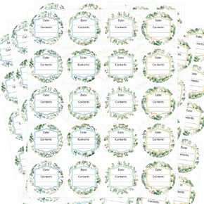 Waterproof Canning Labels 300 Pcs Eucaplytus Canning Labels for Jar Food Removable Round Canning Supplies Waterproof Eucalyptus Stickers