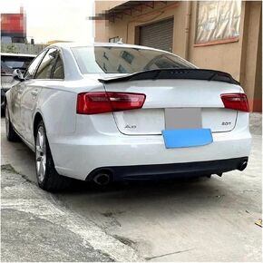 متوافق مع Audi A6 S6 2012-2018 R على غرار الألياف الكربونية الحقيقية و FRP الأسود الخلفي الجذع الشفاه المفسد إكسسوارات هيكل مجموعة (ألياف الكربون الحقيقية) in Kuwait