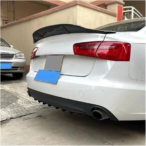 Compatible For Audi A6 S6 2012-2018 R Style Real Carbon Fiber And FRP Black Rear Trunk Lip Spoiler Body Kit Accessories(Real Carbon Fiber)