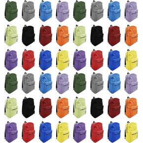 48 Pack Backpack, Bulk 17 inch Outdoor Travel Zippered Bags Bulk Pack School Children Adults Events (Black)