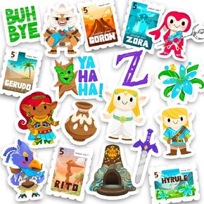 Die Cut Stickers 19 pcs, Vinyl Waterproof Stickers for The Legend of Zelda Breath of The Wild, Tears of The Kingdom, Twilight Princess and Ocarina of Time