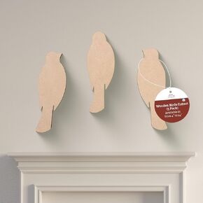 Wooden Birds Cutout (3 Pack) - Sitting Birds Cutout, Home Decor, Unfinished with Many Sizes to Choose from