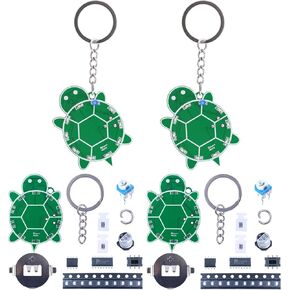 2pcs DIY Soldering Practice Kit - Turtle Keychain Soldering Project Kit with SMD LED Lights, DIY Soldering Kit for Beginners Students Adults, Cute Graduation Presents Keychain Decoration