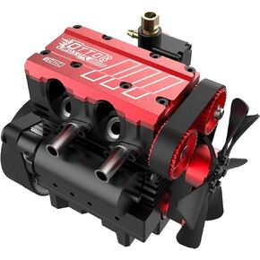 Model Engine Kit for Adults - L2 Mini Engine Build Kit That Runs on Gas, Twin Cylinder 4 Stroke Nitro Engine DIY Full Metal Car Engine Model Kit Educational Experiment, TOYAN FS L200AC (KIT)