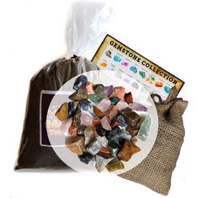 5 Pound Paydirt | Burlap Collection Bag | Gem Stones | Identification Card | Made in USA