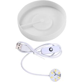 Silicone Mold for LED Lights Display Base Round Square Bases with USB Light DIY Crafts Kit for Crystal Glass Resin Art