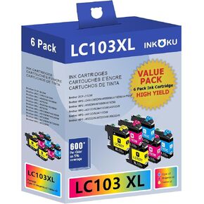 LC103XL Color Compatible for Brother LC103 Ink Cartridges LC101 LC103XL Combo Pack Use with Brother MFC-J870DW MFC-J6920DW MFC-J6520DW MFC-J450DW Printer (2 Cyan, 2 Magenta, 2 Yellow, 6 Pack)