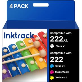 222XL Ink Cartridges Remanufactured Replacement for Epson 222XL Ink Cartridges Combo Pack 222 XL 222XL use with Workforce WF-2960 Expression Home XP-5200 Printer (4 Pack, Black Cyan Magenta Yellow)