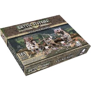 Fantasy Battle Systems Figure Wargames Terrain Village Ruins - Multi Level Tabletop War Game - 28mm Miniature Wargaming Roleplaying - 163 Piece Warhammer Battles Painted Model Scenery - BSTFWE013