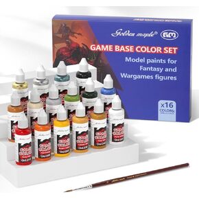 Miniature Paints Set - 16pcs 20ml Miniature Paints Set, with 1 Kolinsky Brush, Acrylic Model Paint Set for Fantasy and Wargame Figures