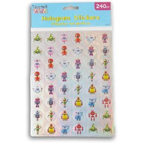 Holographic Stickers – Science Robots for Crafts, Scrapbooks, Rewards - 240 Pc