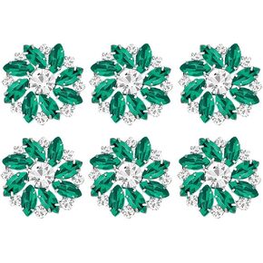 FINGERINSPIRE 6Pcs Fuchsia Silver Flower Alloy Rhinestone Shank Buttons 1 Inch Bouquet Rhinestone Buttons with 1-Hole Flat Back Sew On Crystal Embellishments Metal Snowflake Button with Fashion Claw