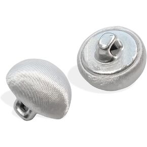 50 Pcs White Tuxedo Buttons 0.6 inch (15 mm) White Satin Buttons for Sewing Fabric Covered Smooth Cloth Metal Shank Round Ideal for Formalwear Wedding Dress Blouse Skirts Crafts