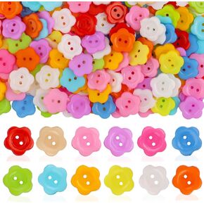 200pcs Flower Buttons, Colorful 2-Hole Flower Shaped Resin Sewing Buttons for DIY Crafts, Clothes, Scrapbooking, Decorative Plastic Accessories, Gift for Sewing Enthusiasts