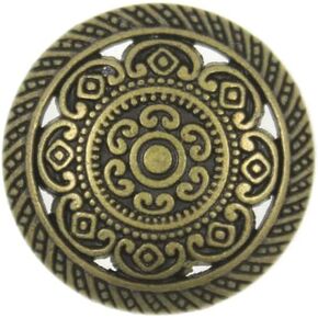 Bezelry 12 Pieces Lacework Pattern Metal Shank Buttons. 22mm (7/8 inch) (Antique Brass)